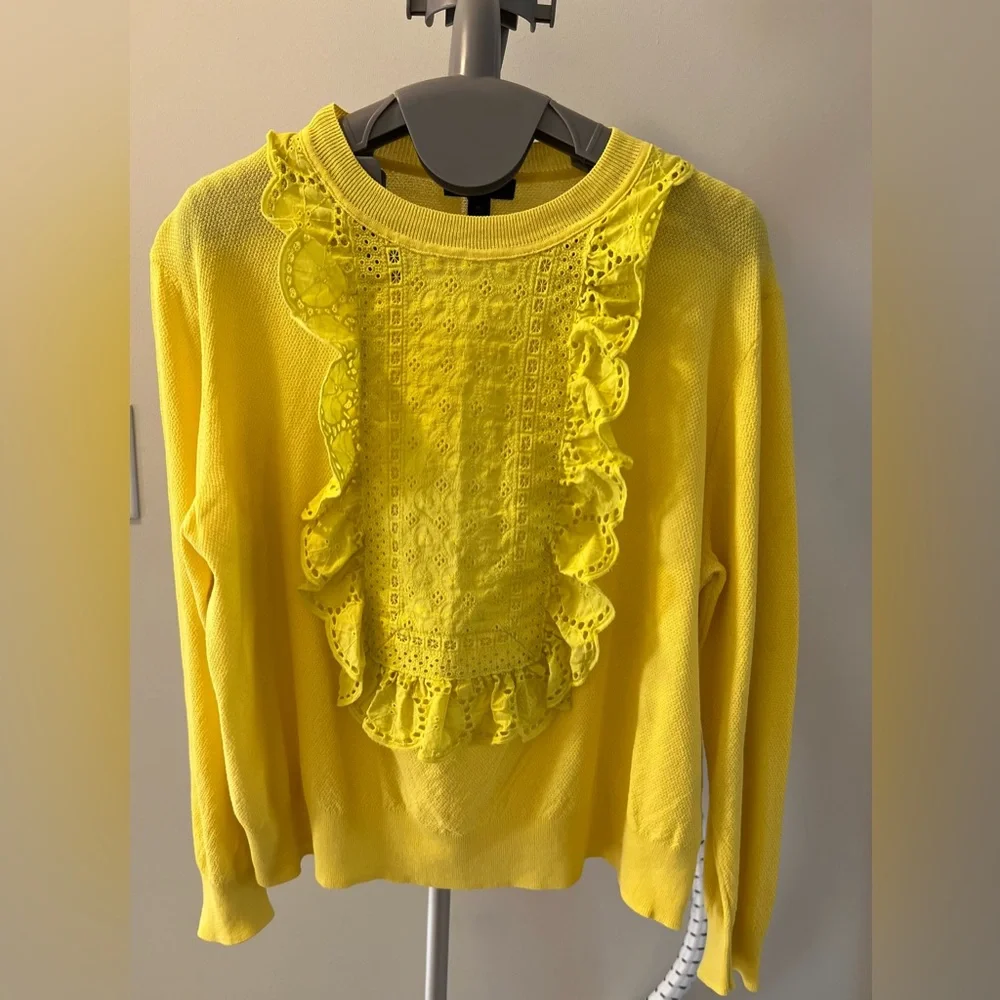 J.Crew Eyelet Ruffle Sweater - Picture 1 of 3
